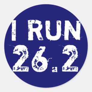 Round Navy Blue I Run 26.2 Aufkleber