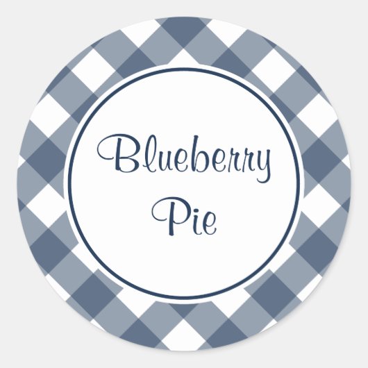 Round Navy Gingham Kitchen Stickers (Vorderseite)