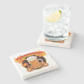 Round Oktoberfest Celebfest Design Steinuntersetzer (Seitenansicht)