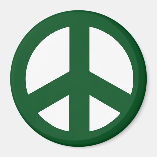 Round Peace Sign Magnet, Green on White Magnet (Vorne)