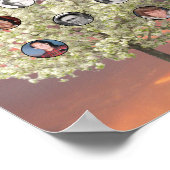 Round Photos with White Blossom Tree and Sunset Poster (Ecke)