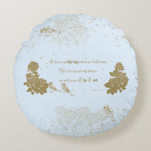 Round Pillow Bibel Vers Wählen Sie heute Joshua Rundes Kissen