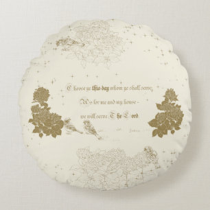 Round Pillow Bibel Vers Wählen Sie heute Joshua Rundes Kissen