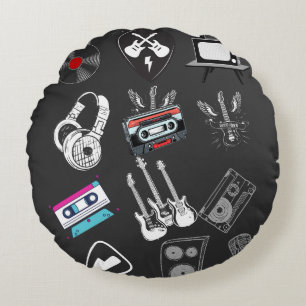 Round Pillow Design Music Liebhaber Rundes Kissen