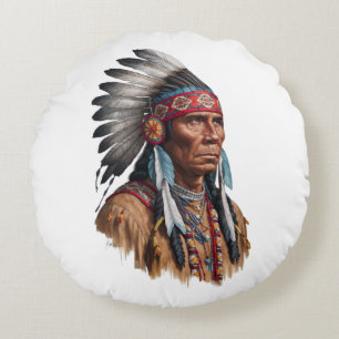 Round Pillow - Indianeramerikaner Rundes Kissen