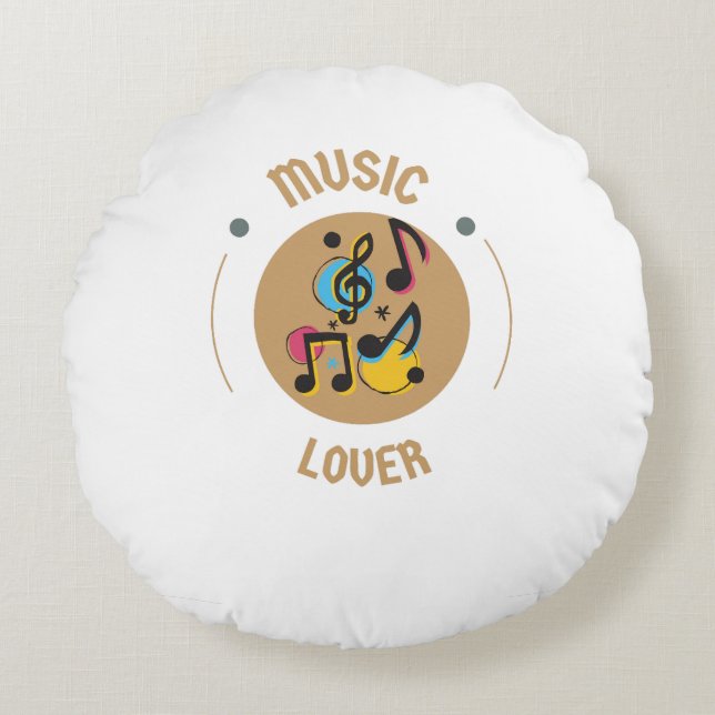 Round Pillow Music Lover Rundes Kissen (Vorderseite)