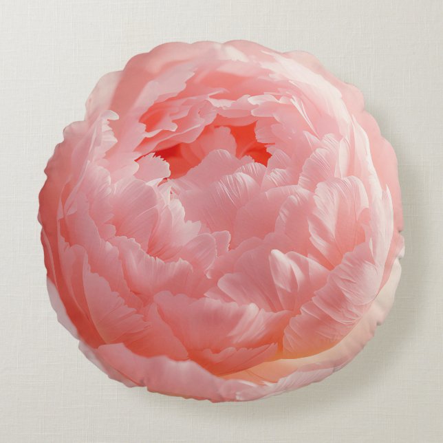 Round Pillow – Pink Flower Bloom | Custom Home Dec Rundes Kissen (Vorderseite)