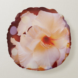 Round Pillow Sword Lily Red Bokeh Rundes Kissen