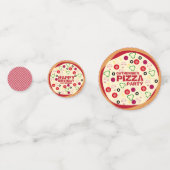 Round Pizza Party Kindergeburtstag Konfetti (Rückseiten)