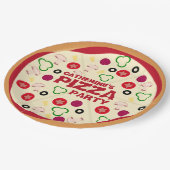 Round Pizza Party Kindergeburtstag Pappteller (Schrägansicht)
