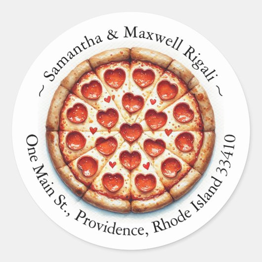 Round Pizza Stickers Rücksendeadressen-Aufkleber (Vorderseite)