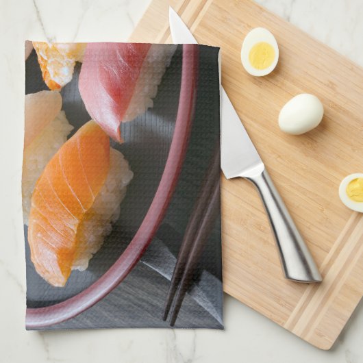 Round Plate Sushi Art Geschirrtuch (Viertel Falte)