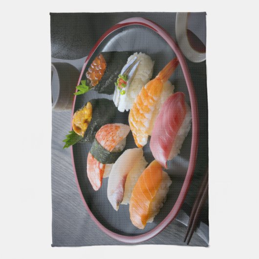 Round Plate Sushi Art Geschirrtuch (Vertikal)