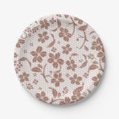 Round plate with a brown floral pattern pappteller (Vorderseite)
