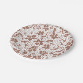 Round plate with a brown floral pattern pappteller (Schrägansicht)