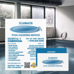 Round Pool Design, Swimming Pool Cleaning Service Flyer