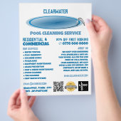 Round Pool Design, Swimming Pool Cleaning Service Flyer (Hand)