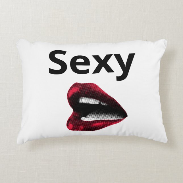 Round Pop Art Pillow Red Polka Dot Lips with Dekokissen (Vorderseite)