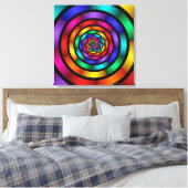 Round Psychedelic Colorful Modern Art Triptych Leinwanddruck (Insitu (Schlafzimmer))