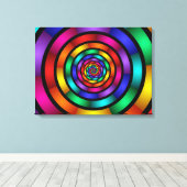 Round Psychedelic Colorful Modern Art Triptych Leinwanddruck (Insitu (Holzboden))