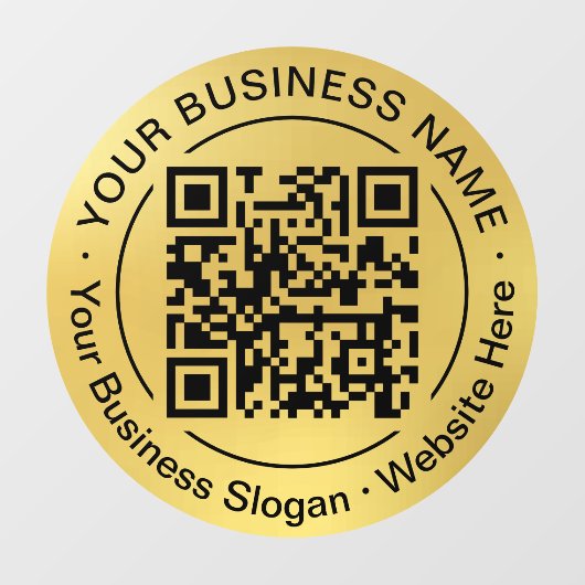 Round QR Code Circle Business Name Gold Hintergrun Fensteraufkleber (Blatt)