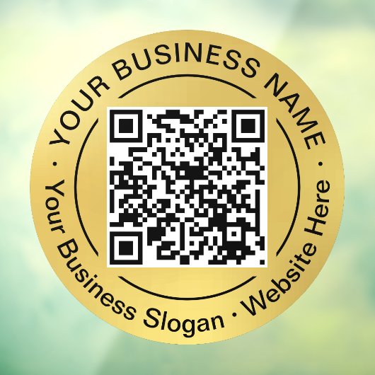 Round QR Code Circle Business Name Gold Hintergrun Fensteraufkleber (Blatt 3)