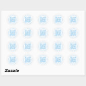 Round QR Code Circle Frame Name Address Blue Baby Runder Aufkleber (Blatt)