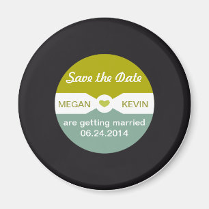 Round Record Save the Date Magnet - Musikthema