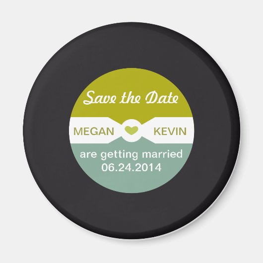 Round Record Save the Date Magnet - Musikthema (Vorne)