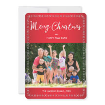 Round Red Christmas Card Gruß Familie Foto