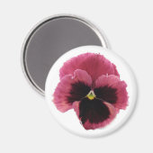 Round Red Pansy Magnet (Vorderseite/Rückseite)