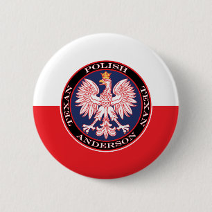 Round Red Polska Eagle Button