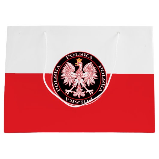 Round Red Polska Eagle Große Geschenktüte (Vorderseite)