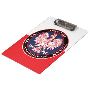Round Red Polska Eagle Klemmbrett