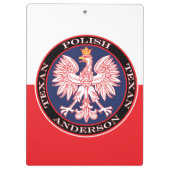 Round Red Polska Eagle Klemmbrett (Rückseite)