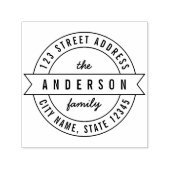 Round Ribbon Moderne Familienname Rücksendeadresse Permastempel (Design)