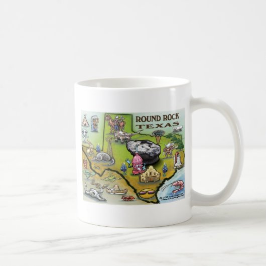 Round Rock Texas Cartoon Map Kaffeetasse (Rechts)