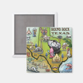 Round Rock Texas Cartoon Map Magnet (Vorderseite/Rückseite)