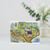 Round Rock Texas Cartoon Map Postkarte (Stehend Vorderseite)