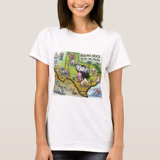 Round Rock Texas Cartoon Map T-Shirt (Vorderseite)