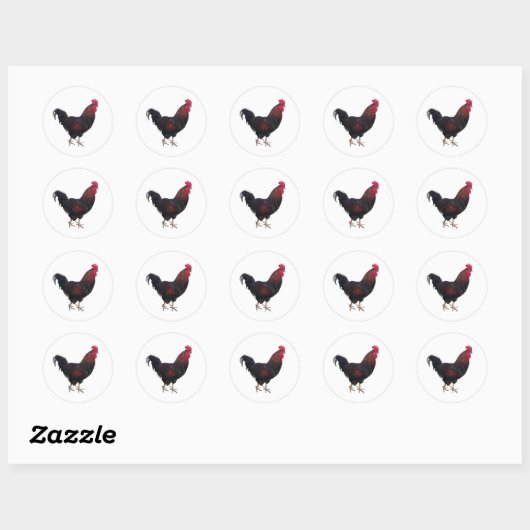Round Rooster Stickers (Blatt)