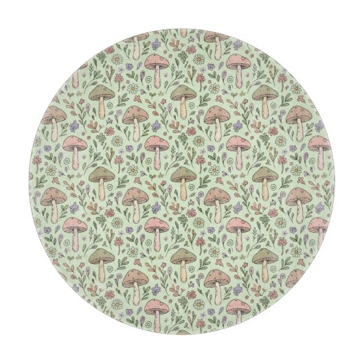 Round Sage Green Fungi Earthy Circle Cheese Gift Schneidebrett (Vorderseite)