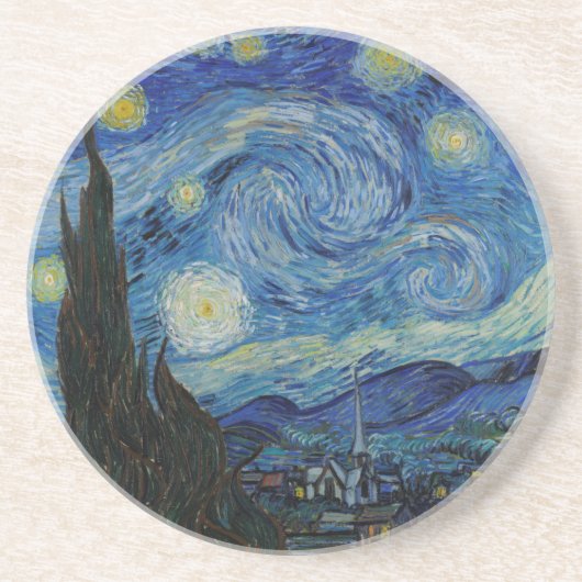 ROUND Sandstone UNTERSETZER - "Starry Night" - van (Vorne)