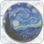 ROUND Sandstone UNTERSETZER - "Starry Night" - van<br><div class="desc">Ein Bild von "Starry Night" (1898) von Vincent van Gogh ist auf diesem runden Sandstone Untersetzer zu sehen. Das Bild kann nicht entfernt oder ersetzt werden. → Anpassen/personalisieren, indem Sie in Ihrem Schriftart (Stil, Farbe, Größe) oder einem zusätzlichen Bild oder Logo einen benutzerdefinierten Text hinzufügen. Macht ein buntes und interessantes...</div>
