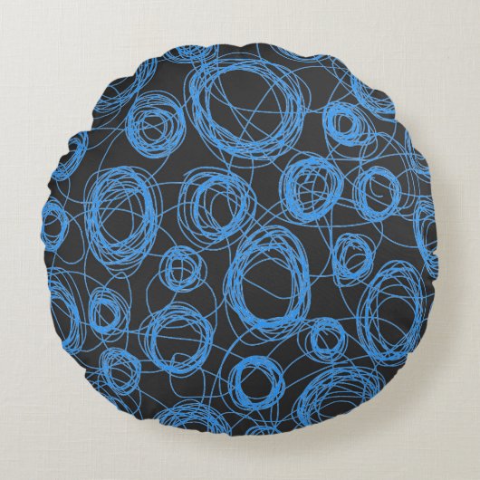 Round Scribbles Kid's Decor Rundes Kissen (Vorderseite)