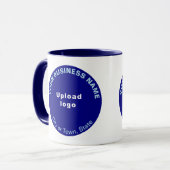 Round-Shape-Business-Marke auf Navy-Blue-Combo-Tas Tasse (Vorderseite Links)