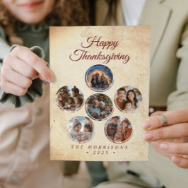 Round Shape Collage 6 Foto Happy Thanksgiving Feiertagskarte