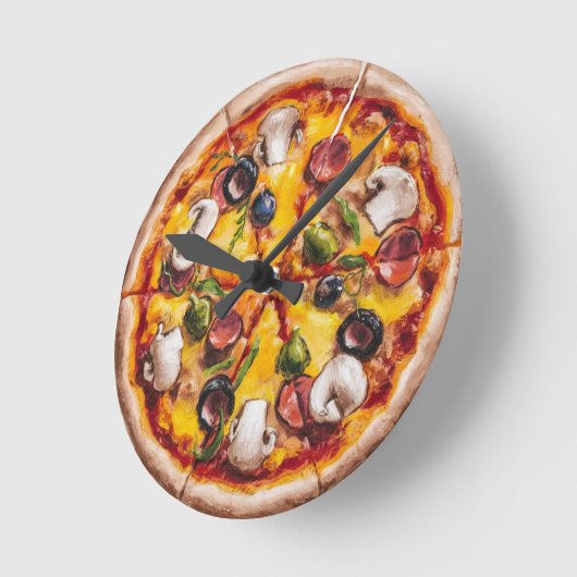 Round Shape Pizza Runde Wanduhr (Winkel)