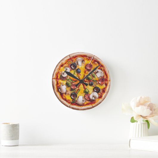 Round Shape Pizza Runde Wanduhr (Zuhause)