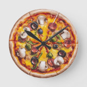 Round Shape Pizza Runde Wanduhr (Vorderseite)